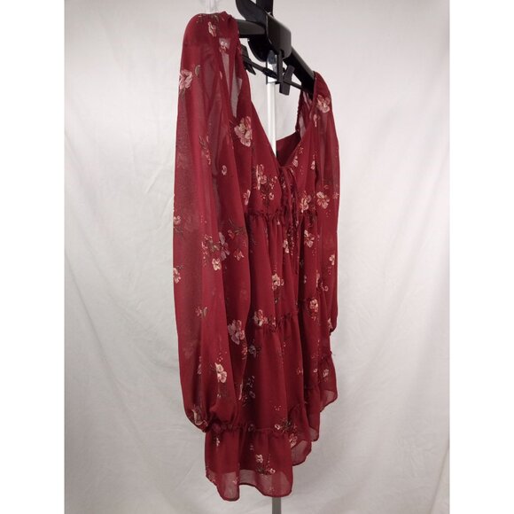 Forever 21 Junior's Burgundy/Red Floral Babydoll Dress Size Small - Picture 3 of 6